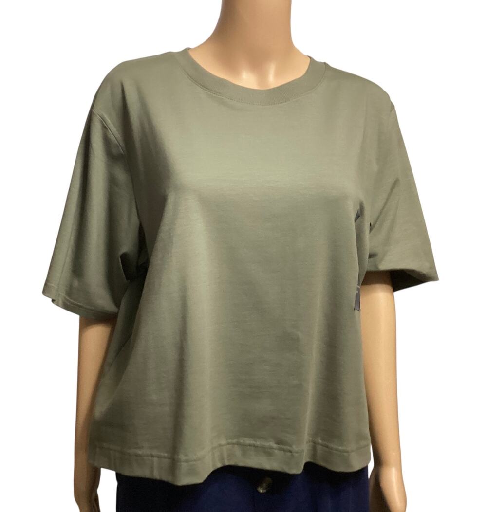 All in motion women's olive green cropped t-shirt supima cotton athletic wear‎ L